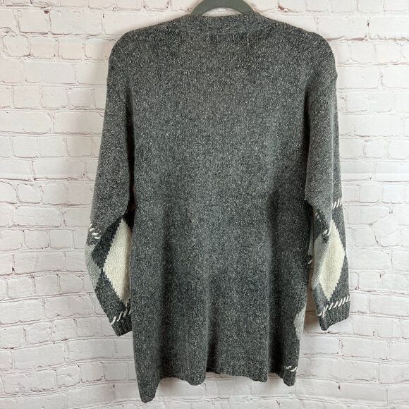 GINA PETERS Sport patchwork silk angora blend oversized cozy cardigan sweater S - Picture 6 of 6